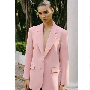 ZARA LONG STRAIGHT CUT BLAZER BEIGE -PINK Size S NEW WITH TAG!